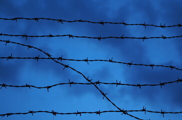 The night sky through the barbed wire