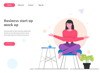 web landing page woman with yoga