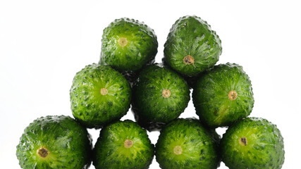 fresh green cucumber on white background
