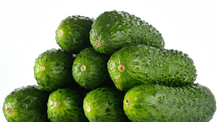 fresh green cucumber on white background