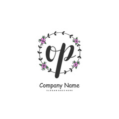 O P OP Initial handwriting and signature logo design with circle. Beautiful design handwritten logo for fashion, team, wedding, luxury logo.