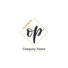 O P OP Initial handwriting and signature logo design with circle. Beautiful design handwritten logo for fashion, team, wedding, luxury logo.