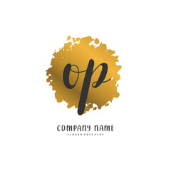 O P OP Initial handwriting and signature logo design with circle. Beautiful design handwritten logo for fashion, team, wedding, luxury logo.