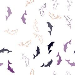 Dark Pink, Red vector seamless pattern with sea dolphins. Modern abstract illustration with sea dolphins. Pattern for websites of animals.