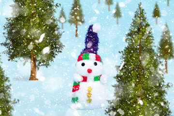 Christmas trees and snowmen