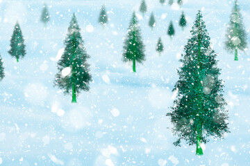 Christmas trees and snowmen