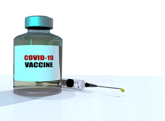 vaccine ampoule syringe covid-19 coronavirus label - 3d rendering