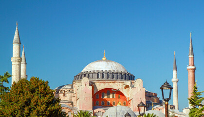 Hagia Sophia, a famous sight of Istanbul, sunset view