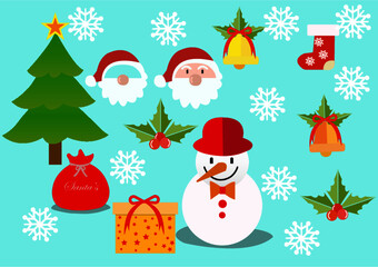 set of christmas elements