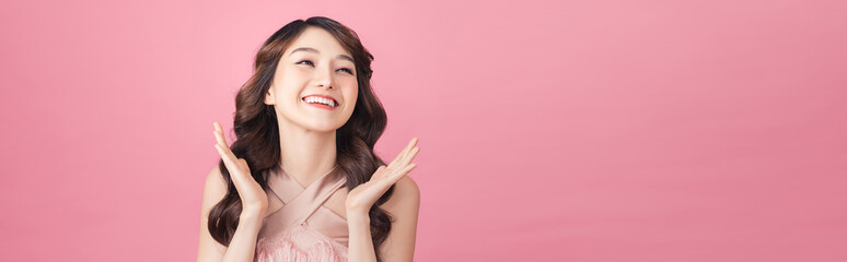 Portrait of smiling woman at studio shot