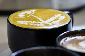 Close up on americano latte