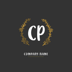 C P CP Initial handwriting and signature logo design with circle. Beautiful design handwritten logo for fashion, team, wedding, luxury logo.