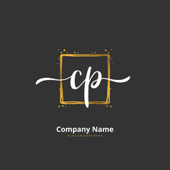 C P CP Initial handwriting and signature logo design with circle. Beautiful design handwritten logo for fashion, team, wedding, luxury logo.