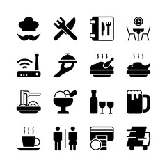 restaurant icon set glyph style design
