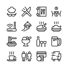 restaurant icon set line art design editable stroke