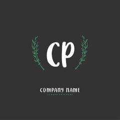 C P CP Initial handwriting and signature logo design with circle. Beautiful design handwritten logo for fashion, team, wedding, luxury logo.