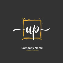 U P UP Initial handwriting and signature logo design with circle. Beautiful design handwritten logo for fashion, team, wedding, luxury logo.