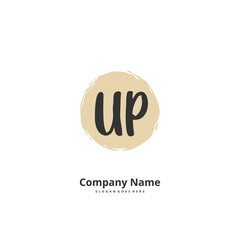 U P UP Initial handwriting and signature logo design with circle. Beautiful design handwritten logo for fashion, team, wedding, luxury logo.