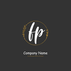 F P FP Initial handwriting and signature logo design with circle. Beautiful design handwritten logo for fashion, team, wedding, luxury logo.