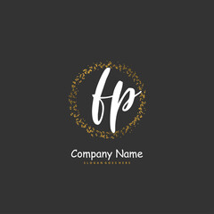 F P FP Initial handwriting and signature logo design with circle. Beautiful design handwritten logo for fashion, team, wedding, luxury logo.