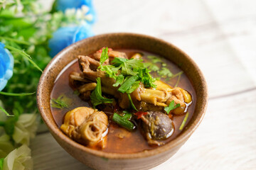 Red curry chicken Thai food look fresh and deliciuos ready for sreve