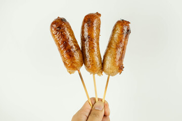 Spicy Thailand food Northeastern Sausage photo on the white background