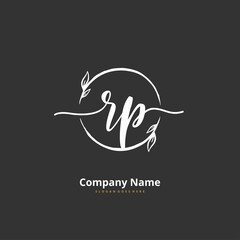 R P RP Initial handwriting and signature logo design with circle. Beautiful design handwritten logo for fashion, team, wedding, luxury logo.