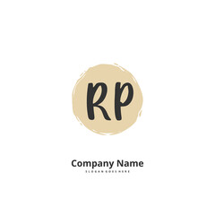 R P RP Initial handwriting and signature logo design with circle. Beautiful design handwritten logo for fashion, team, wedding, luxury logo.
