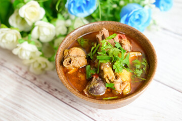 Red curry chicken Thai food look fresh and deliciuos ready for sreve