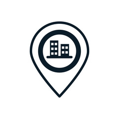 Company location outline icons. Vector illustration. Editable stroke. Isolated icon suitable for web, infographics, interface and apps.