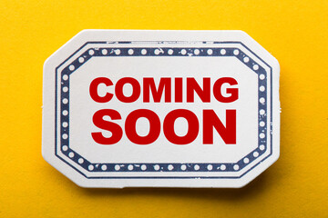 Coming Soon Label On Yellow Background