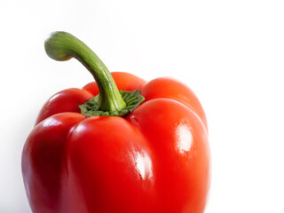 red bell pepper on a white background close up