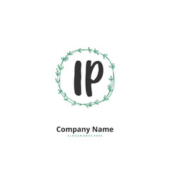 I P IP Initial handwriting and signature logo design with circle. Beautiful design handwritten logo for fashion, team, wedding, luxury logo.