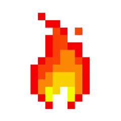Pixel a fire 8 bit for GUI. Vector Illustration of pixel art.