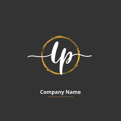 L P LP Initial handwriting and signature logo design with circle. Beautiful design handwritten logo for fashion, team, wedding, luxury logo.
