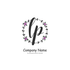 L P LP Initial handwriting and signature logo design with circle. Beautiful design handwritten logo for fashion, team, wedding, luxury logo.