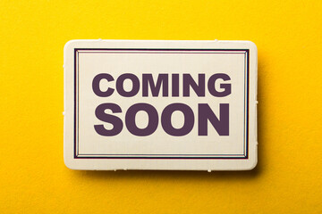 Coming Soon Label On Yellow Background