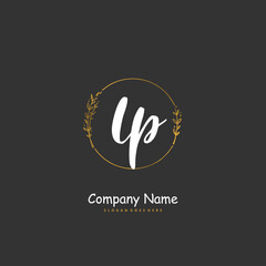 L P LP Initial handwriting and signature logo design with circle. Beautiful design handwritten logo for fashion, team, wedding, luxury logo.