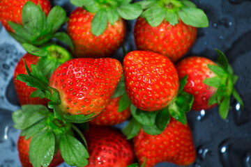 Fresh strawberries and vegetables