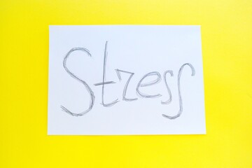 The inscription is stress on a white sheet of paper in a cage on a bright yellow background. Step by step.