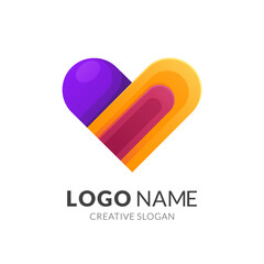 love logo template, modern 3d logo style in gradient vibrant colors
