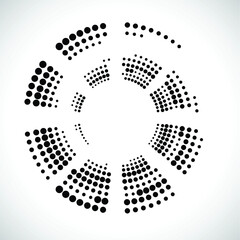 Halftone dots in circle form. round logo . vector dotted frame . design element