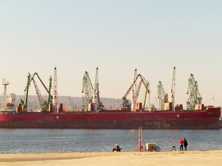 Fototapeta na wymiar VARNA, BULGARIA - 18 November, 2015: Commercial Sea port of Varna. November 18, 2015 in Varna, Bulgaria