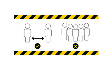 Social distancing. Keep the 1-2 meter distance. Coronovirus epidemic protective. Vector illustration