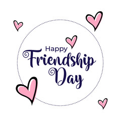Happy Friendship Day vector illustration lettering with design elements for celebrating friendship day. Greeting card typography.