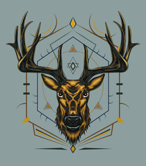 vector dasher illustration with geometry background. deer logo