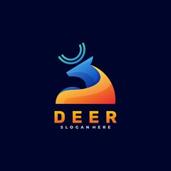 Vector Logo Illustration Deer Gradient Colorful Style.