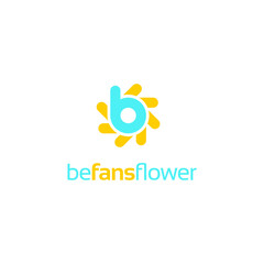 B sun and fan flower logo design