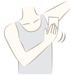 汗対策やボディケアで脇の下を拭く男性