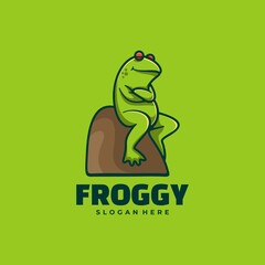 Vector Logo Illustration Frog Simple Mascot Style.